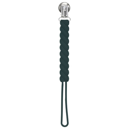 Three Little Tots Twist Hunter Green All Silicone One Piece Pacifier Clip