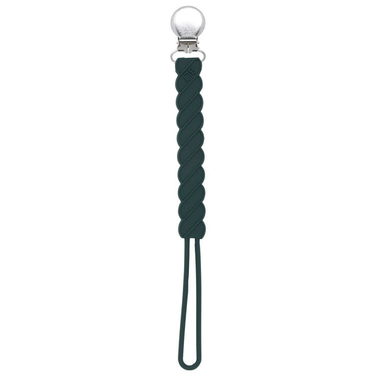 Three Little Tots Twist Hunter Green All Silicone One Piece Pacifier Clip
