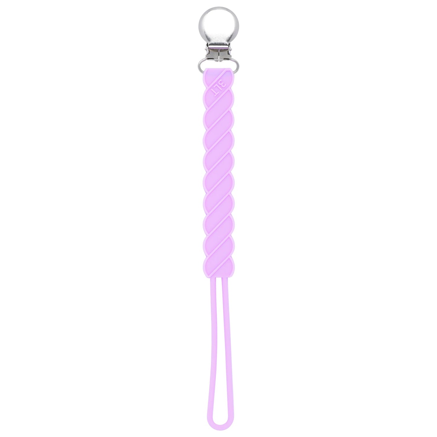 Three Little Tots Twist Lavender Purple All Silicone One Piece Pacifier Clip