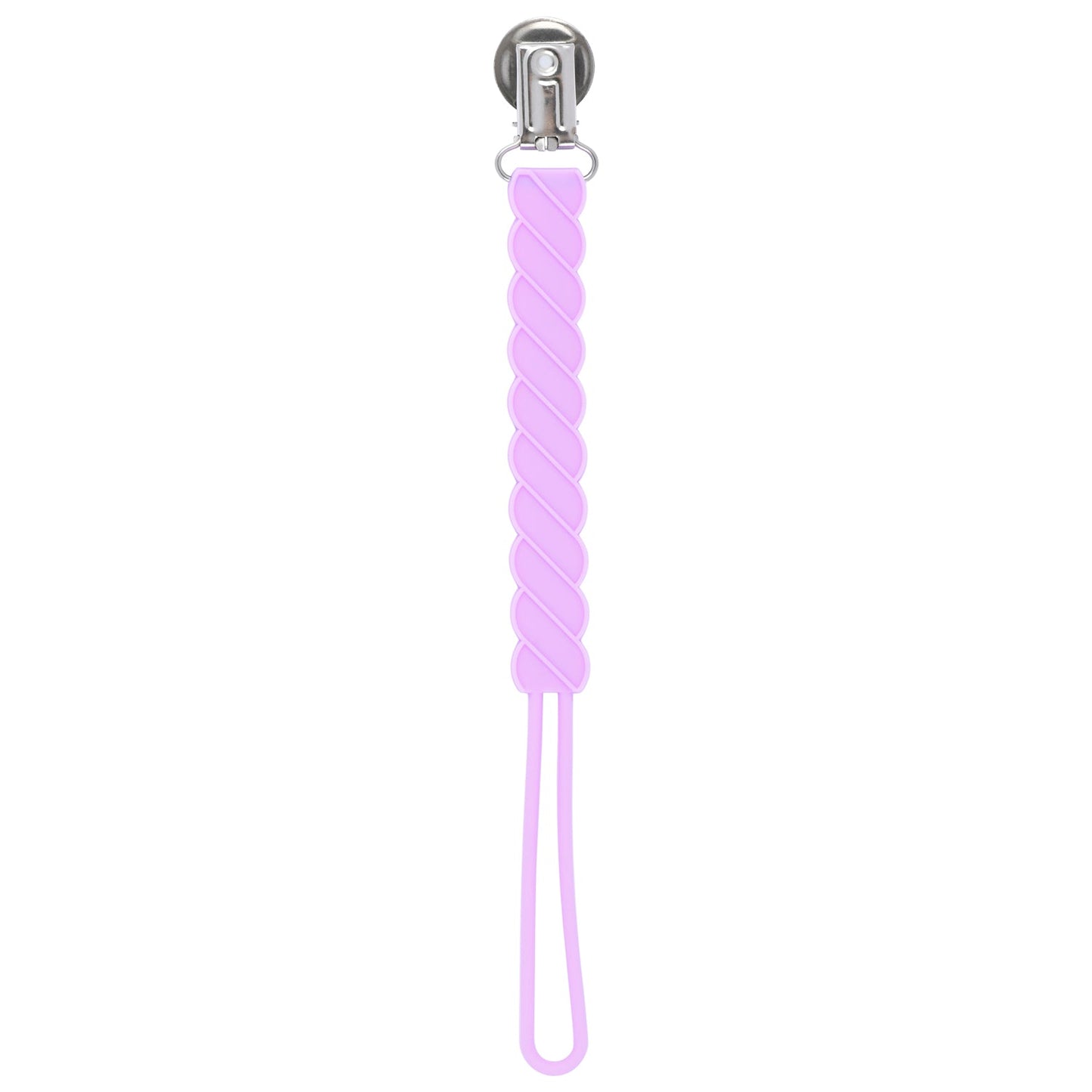 Three Little Tots Twist Lavender Purple All Silicone One Piece Pacifier Clip