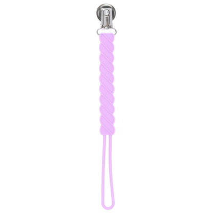 Three Little Tots Twist Lavender Purple All Silicone One Piece Pacifier Clip