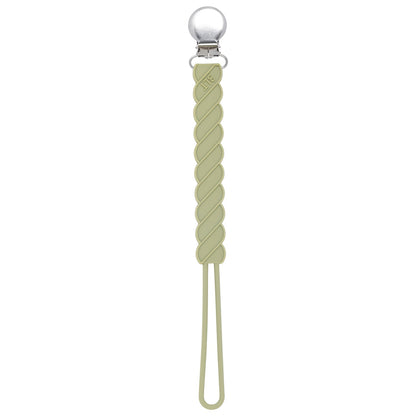 Three Little Tots Twist Olive Green All Silicone One Piece Pacifier Clip