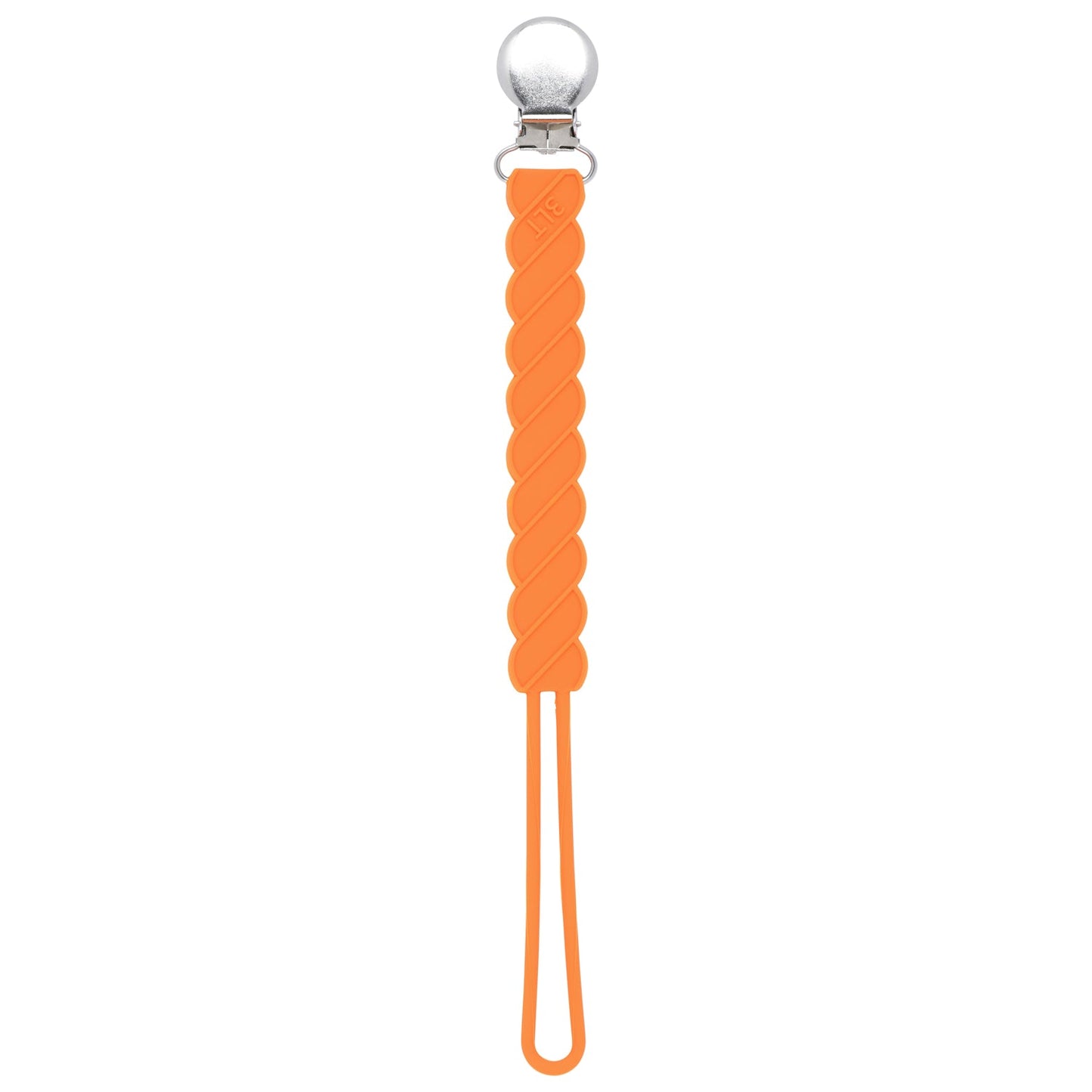 Three Little Tots Twist Orange All Silicone One Piece Pacifier Clip