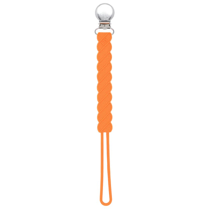 Three Little Tots Twist Orange All Silicone One Piece Pacifier Clip