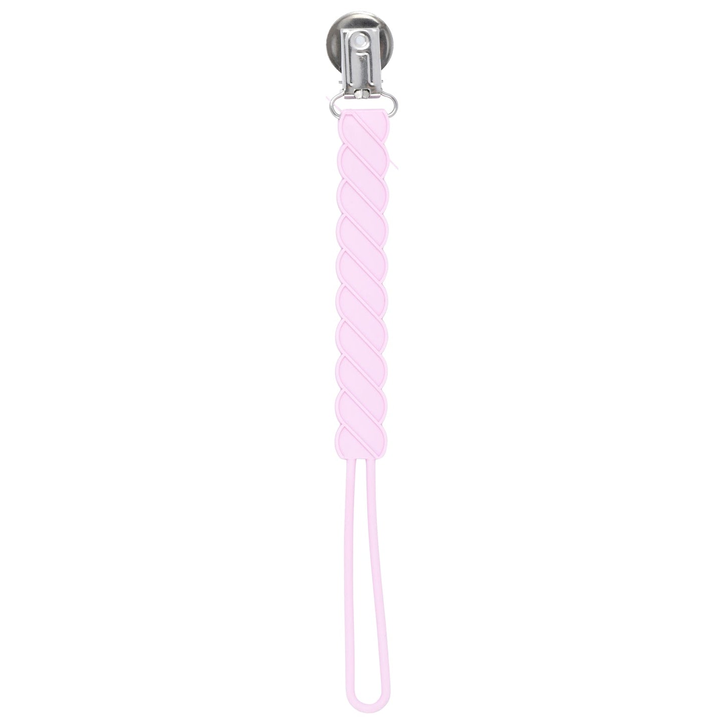 Three Little Tots Twist Light Pink All Silicone One Piece Pacifier Clip