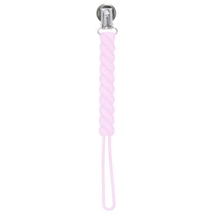 Three Little Tots Twist Light Pink All Silicone One Piece Pacifier Clip