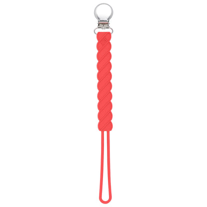 Three Little Tots Twist Red All Silicone One Piece Pacifier Clip