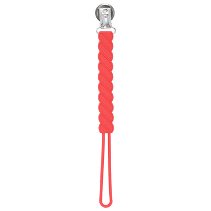 Three Little Tots Twist Red All Silicone One Piece Pacifier Clip