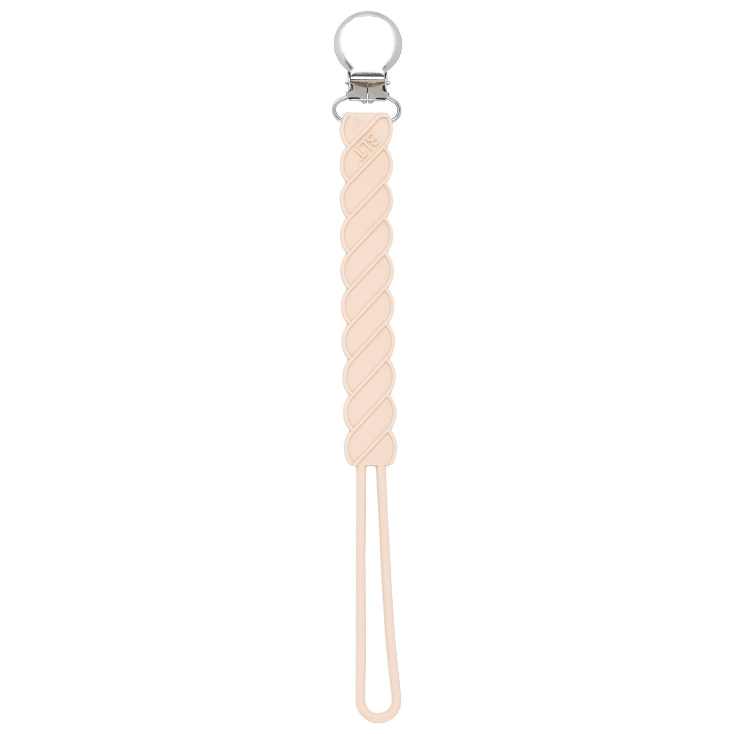 Three Little Tots Twist Tan Neutral All Silicone One Piece Pacifier Clip