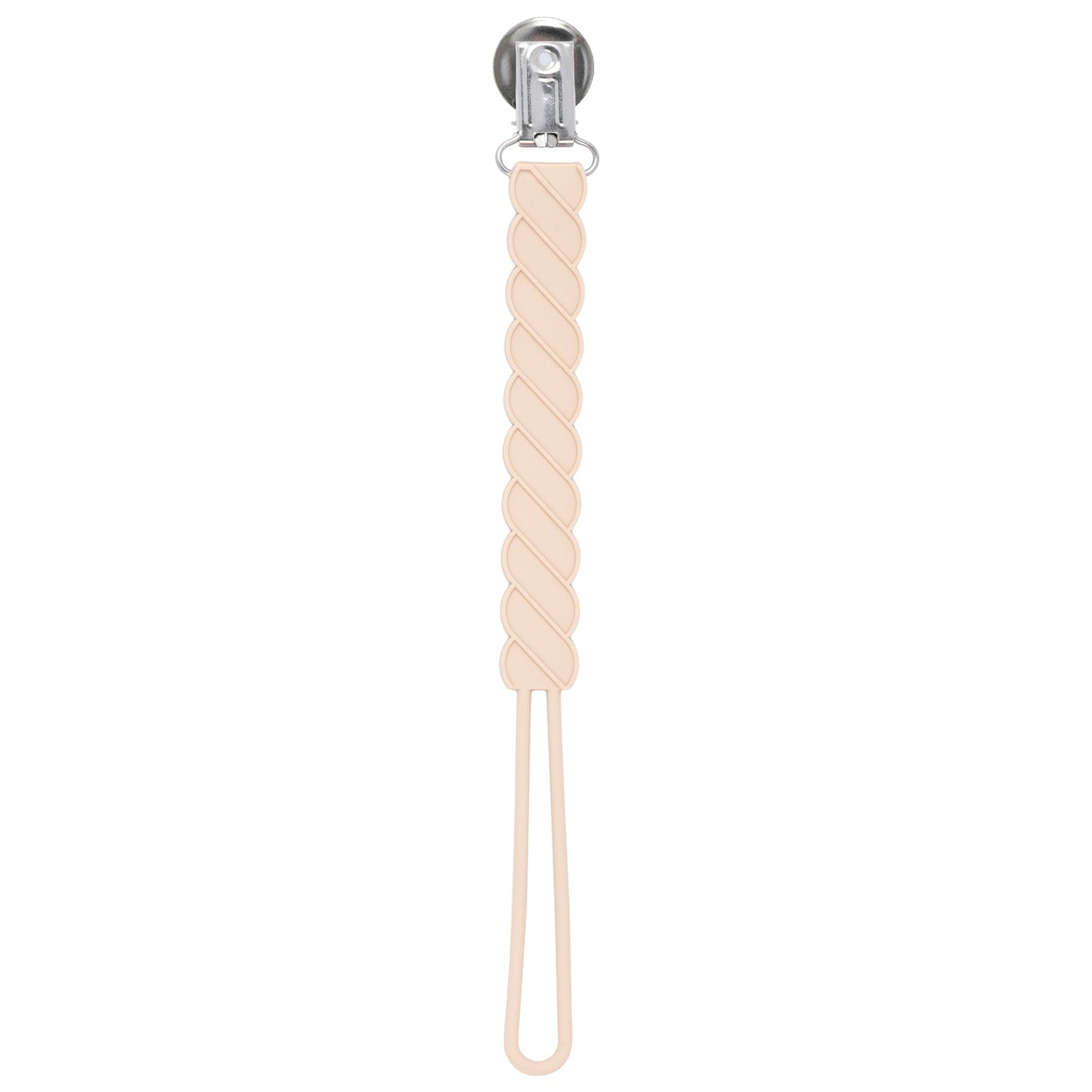 Three Little Tots Twist Tan Neutral All Silicone One Piece Pacifier Clip