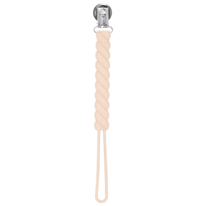 Three Little Tots Twist Tan Neutral All Silicone One Piece Pacifier Clip