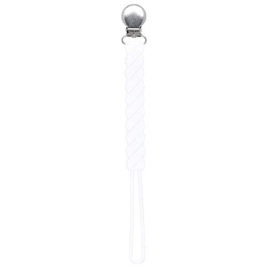 Three Little Tots Twist White All Silicone One Piece Pacifier Clip