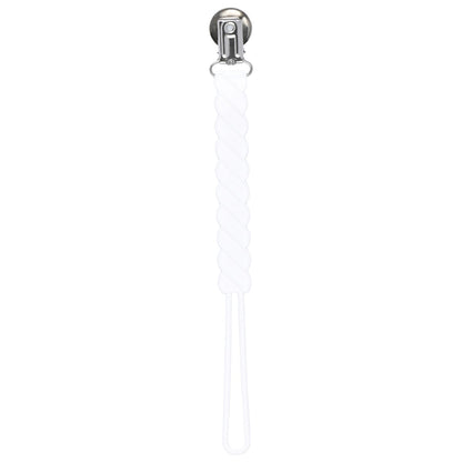 Three Little Tots Twist White All Silicone One Piece Pacifier Clip