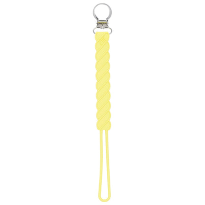 Three Little Tots Twist Baby Yellow All Silicone One Piece Pacifier Clip
