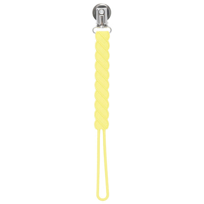 Three Little Tots Twist Baby Yellow All Silicone One Piece Pacifier Clip