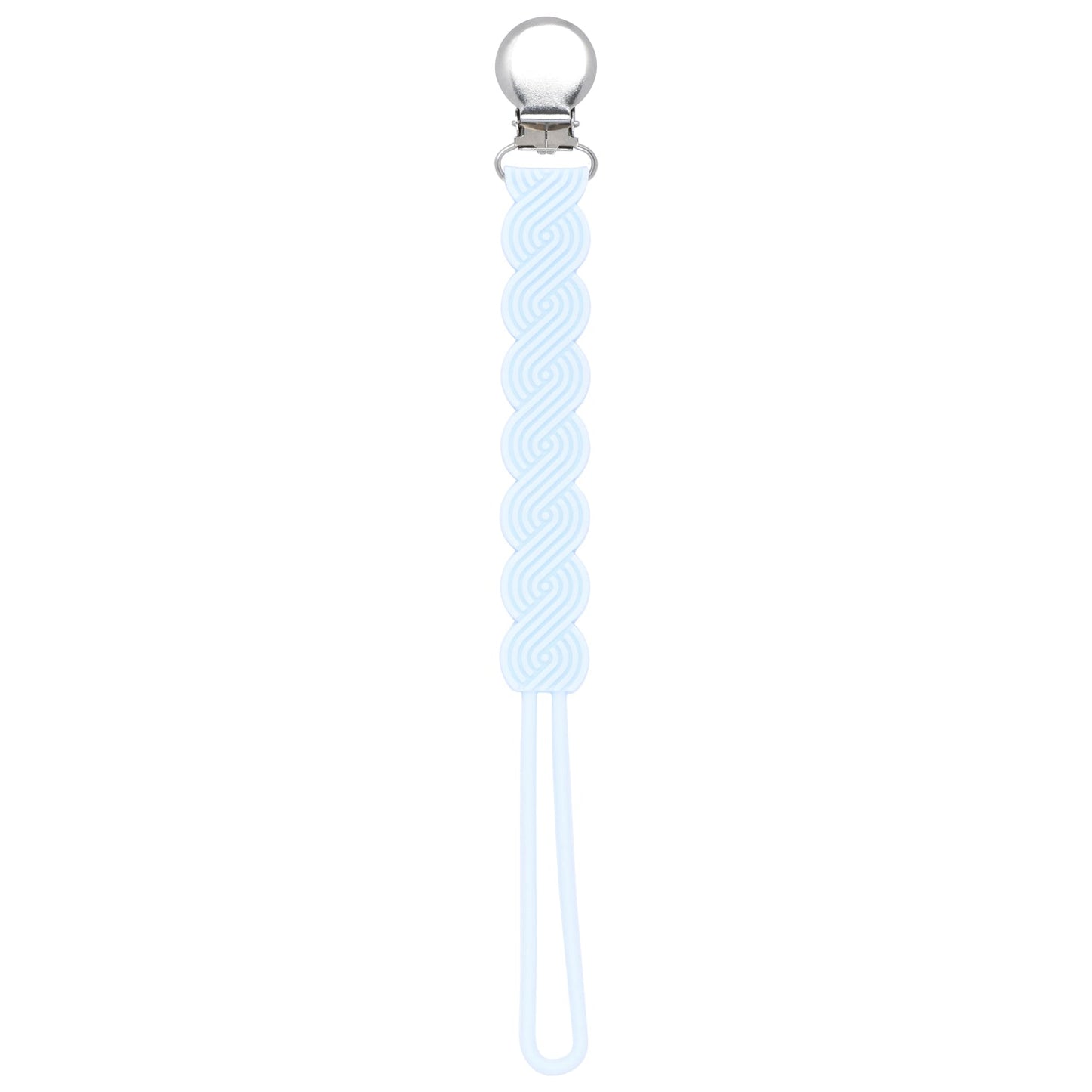 Three Little Tots Waverly Baby Blue All Silicone One Piece Pacifier Clip