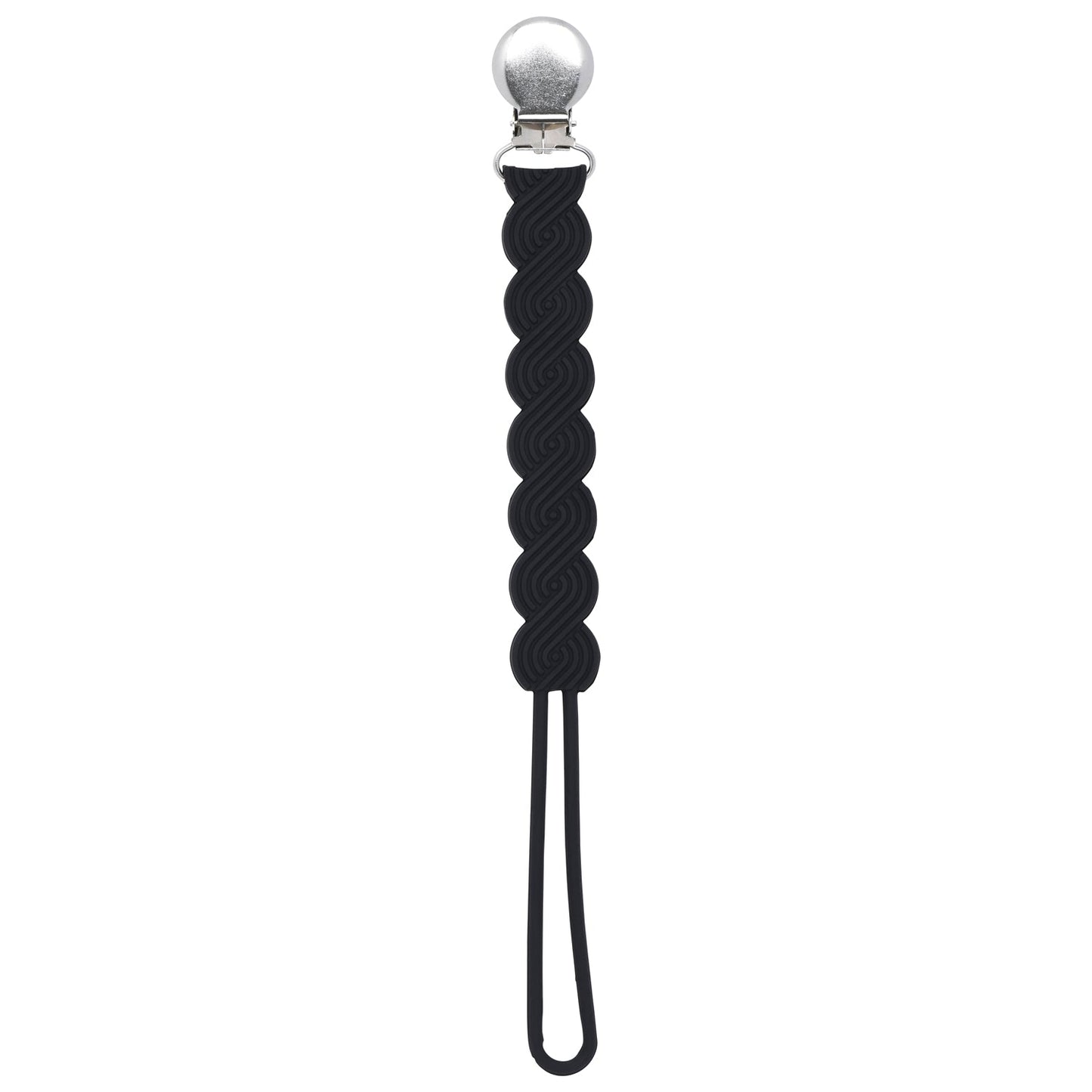 Three Little Tots Waverly Black All Silicone One Piece Pacifier Clip
