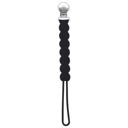 Three Little Tots Waverly Black All Silicone One Piece Pacifier Clip