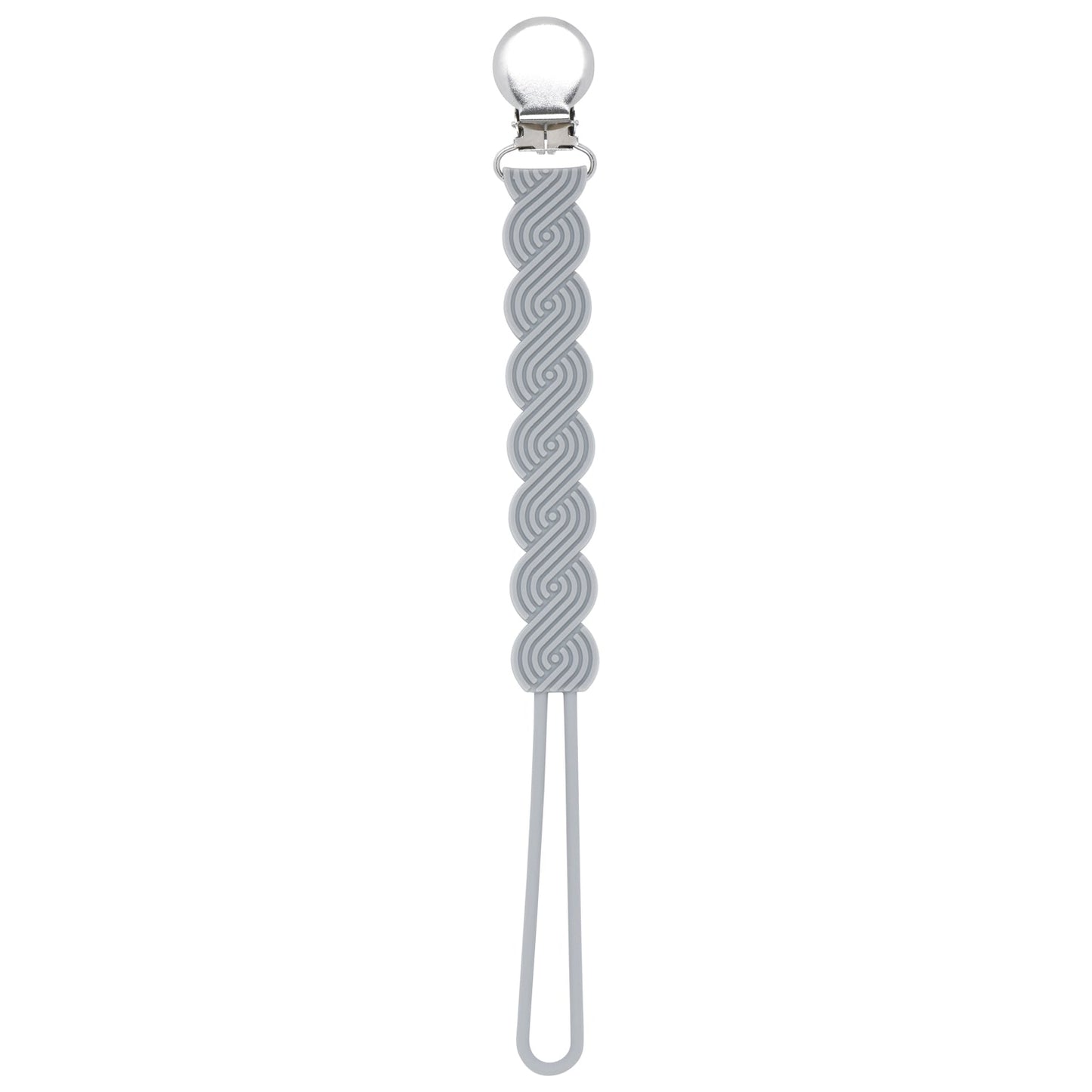 Three Little Tots Waverly Gray All Silicone One Piece Pacifier Clip