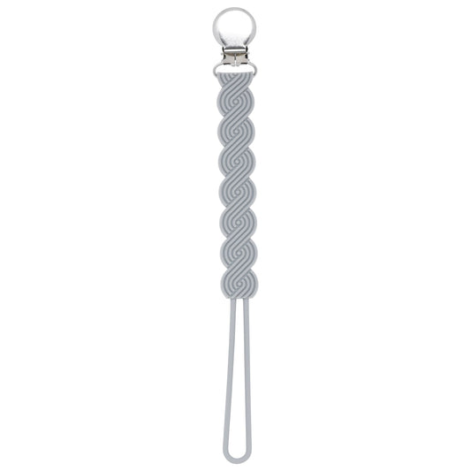 Three Little Tots Waverly Gray All Silicone One Piece Pacifier Clip