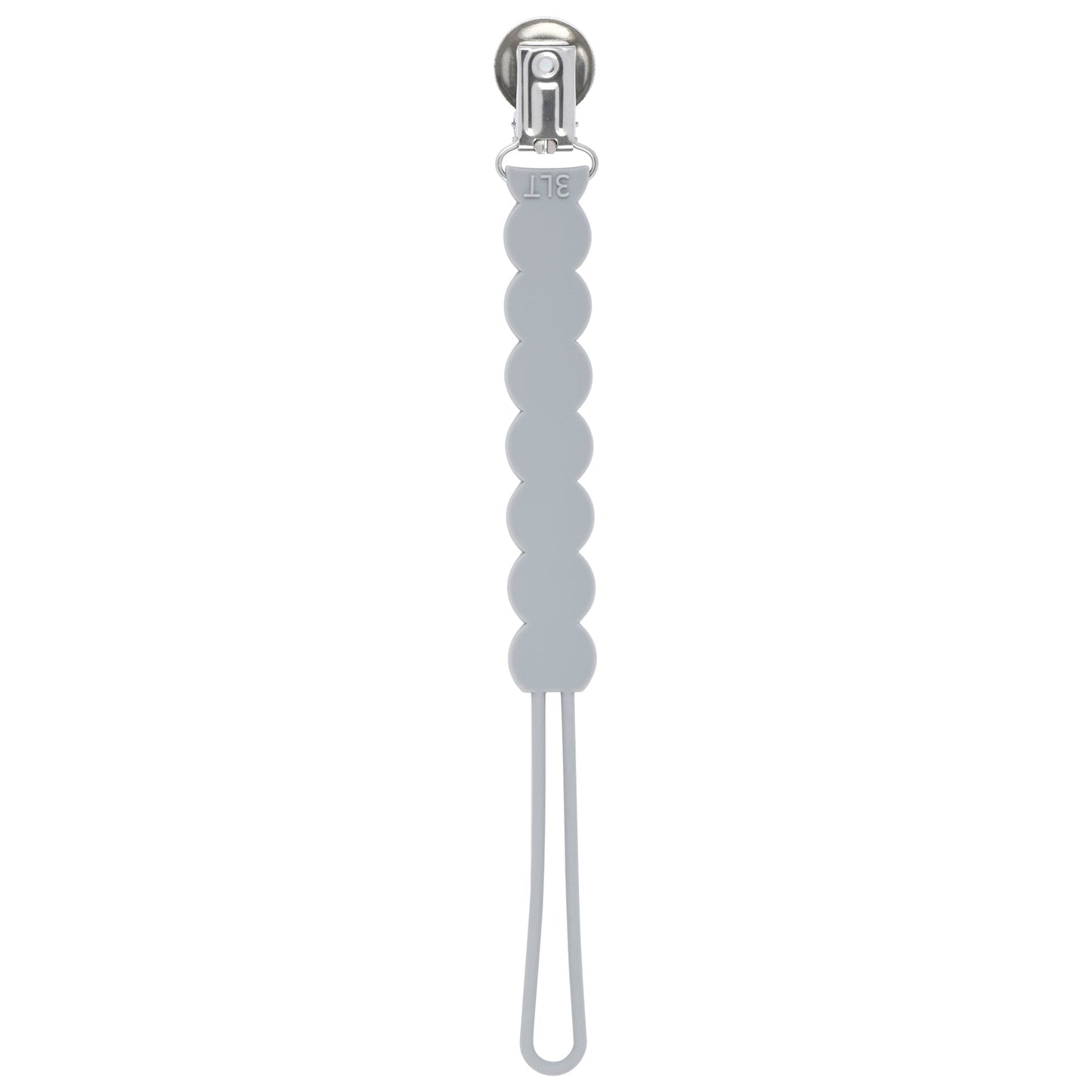 Three Little Tots Waverly Gray All Silicone One Piece Pacifier Clip