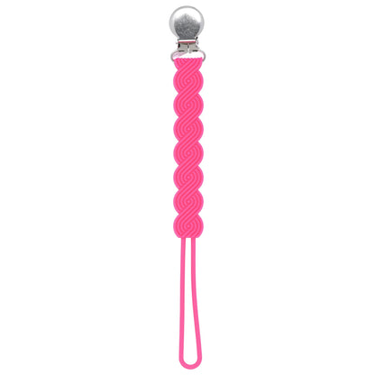 Three Little Tots Waverly Hot Pink All Silicone One Piece Pacifier Clip