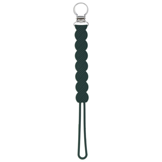 Three Little Tots Waverly Hunter Green All Silicone One Piece Pacifier Clip
