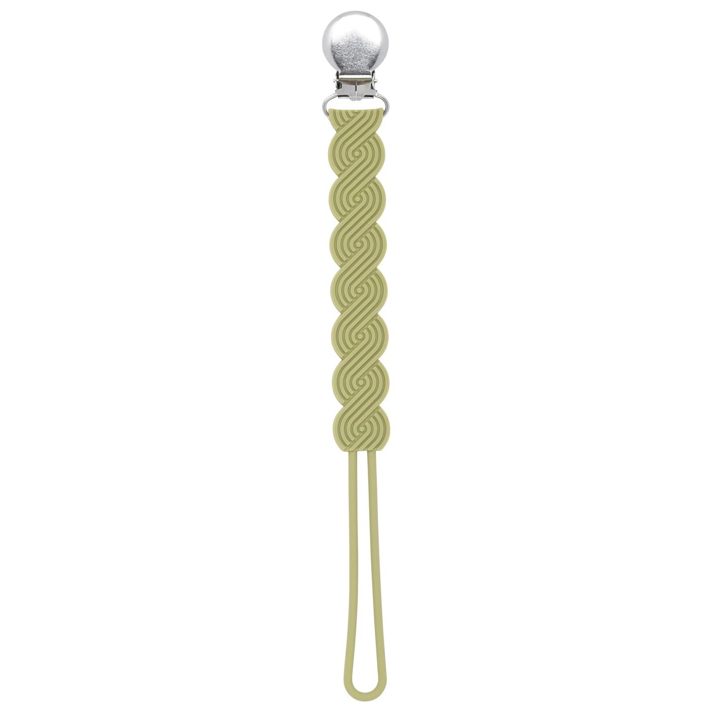 Three Little Tots Waverly Olive Green All Silicone One Piece Pacifier Clip