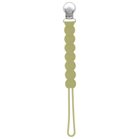 Three Little Tots Waverly Olive Green All Silicone One Piece Pacifier Clip