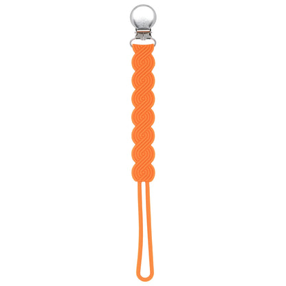 Three Little Tots Waverly Orange All Silicone One Piece Pacifier Clip