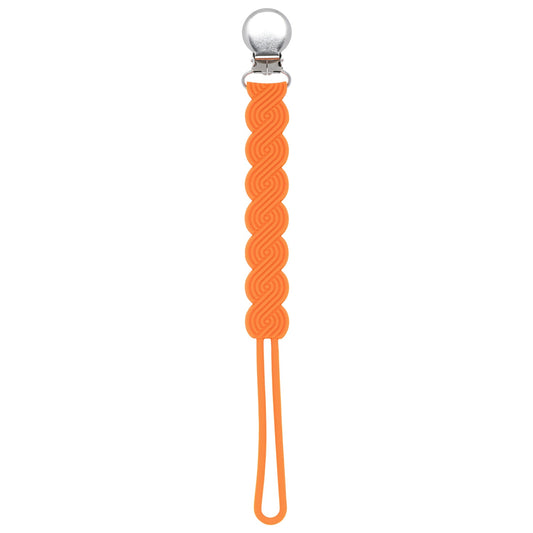 Three Little Tots Waverly Orange All Silicone One Piece Pacifier Clip