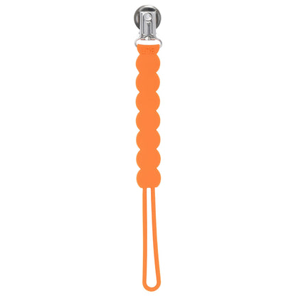Three Little Tots Waverly Orange All Silicone One Piece Pacifier Clip