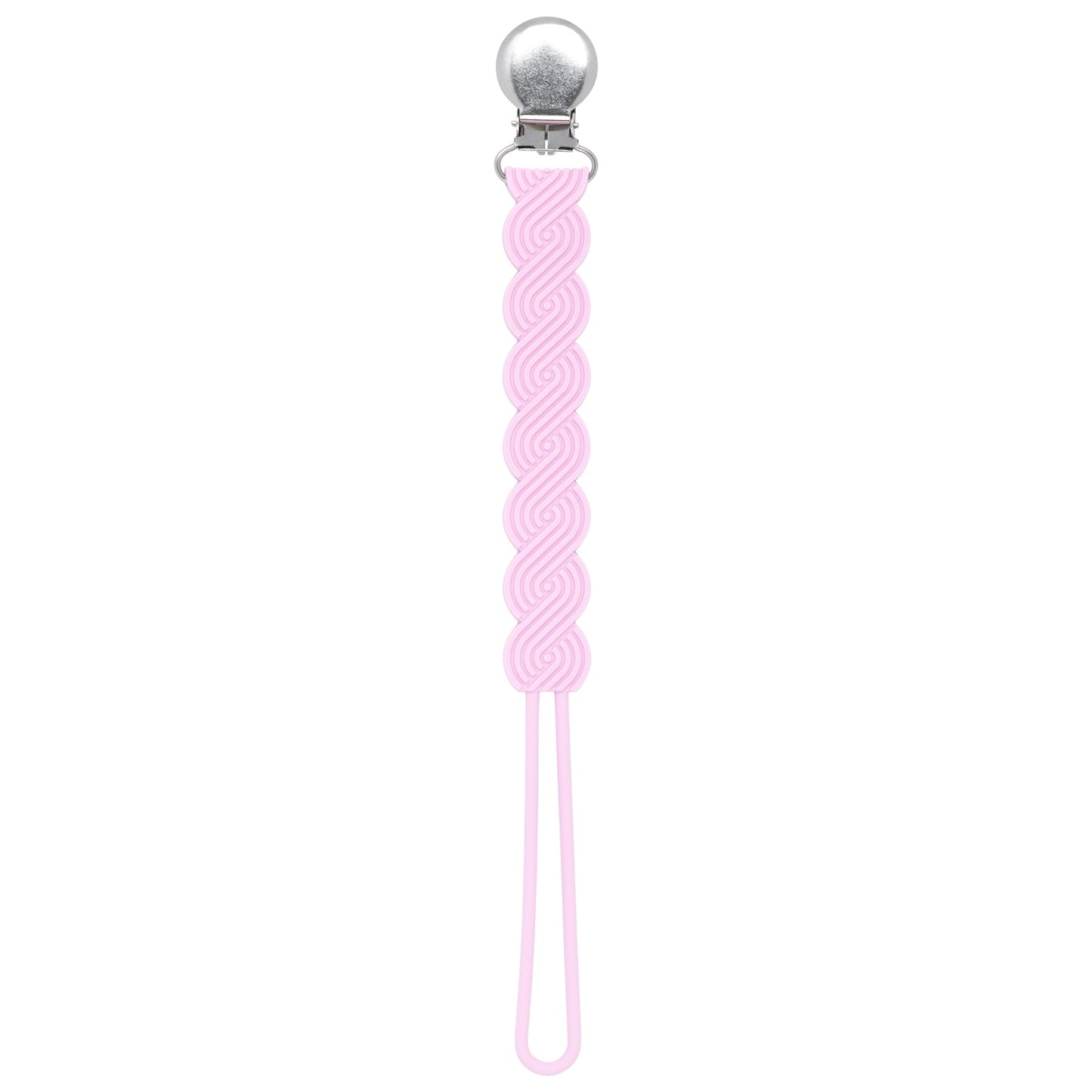 Three Little Tots Waverly Pink All Silicone One Piece Pacifier Clip