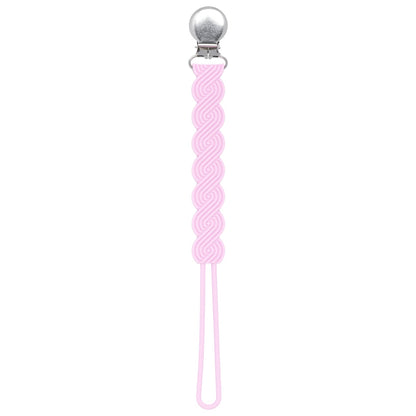 Three Little Tots Waverly Pink All Silicone One Piece Pacifier Clip