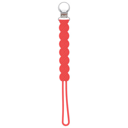 Three Little Tots Waverly Red All Silicone One Piece Pacifier Clip