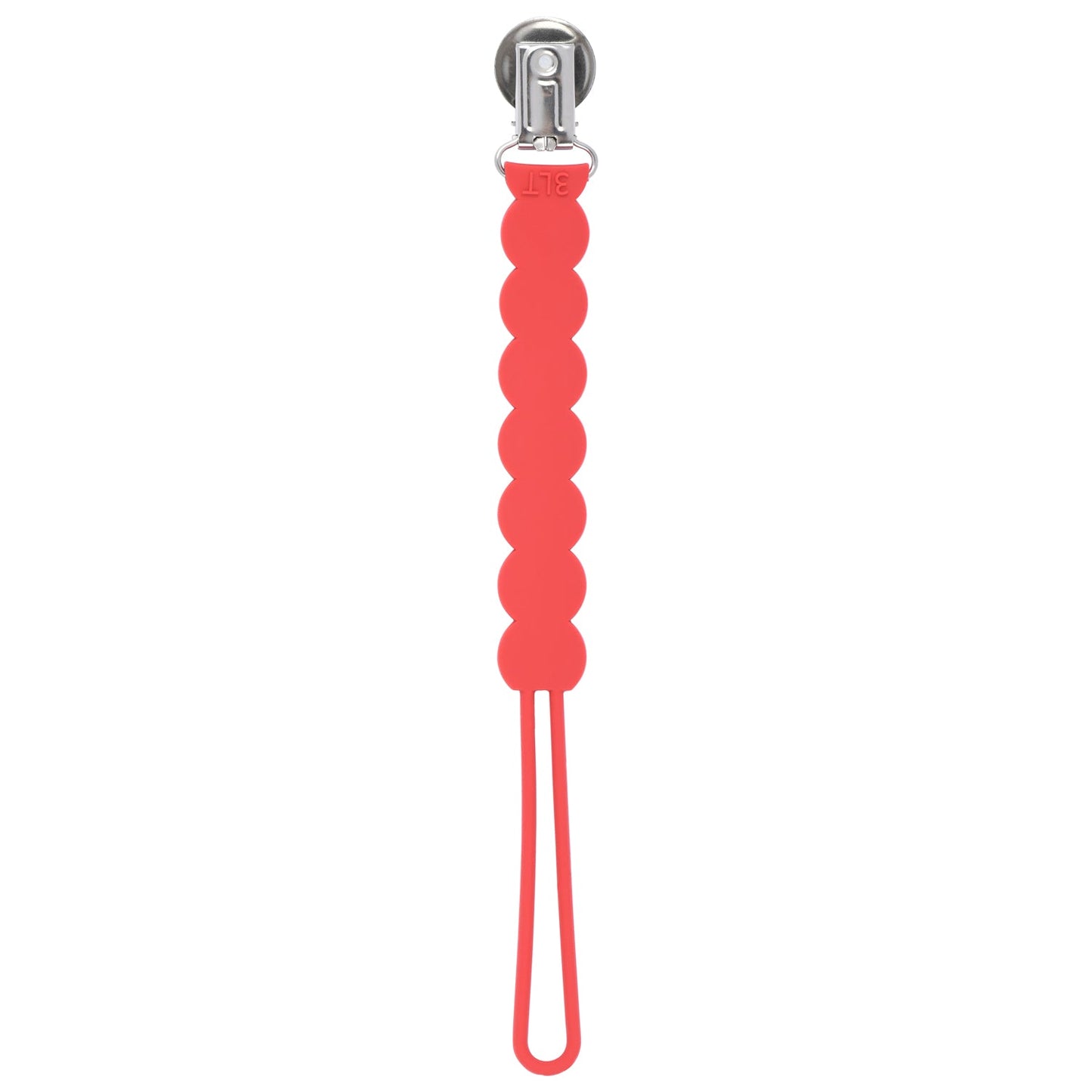 Three Little Tots Waverly Red All Silicone One Piece Pacifier Clip