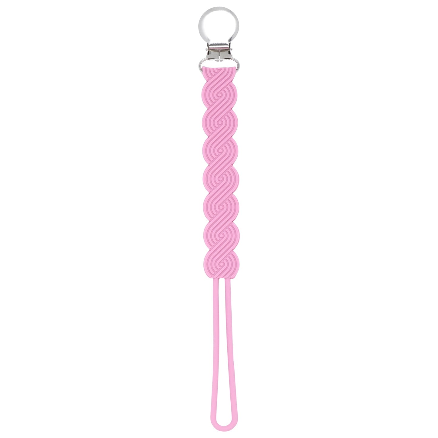 Three Little Tots Waverly Rose Pink All Silicone One Piece Pacifier Clip