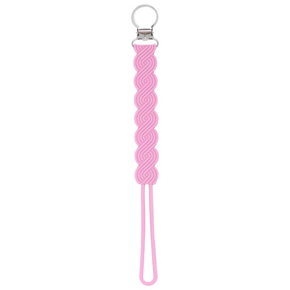 Three Little Tots Waverly Rose Pink All Silicone One Piece Pacifier Clip