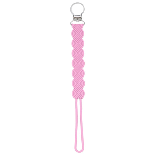 Three Little Tots Waverly Rose Pink All Silicone One Piece Pacifier Clip