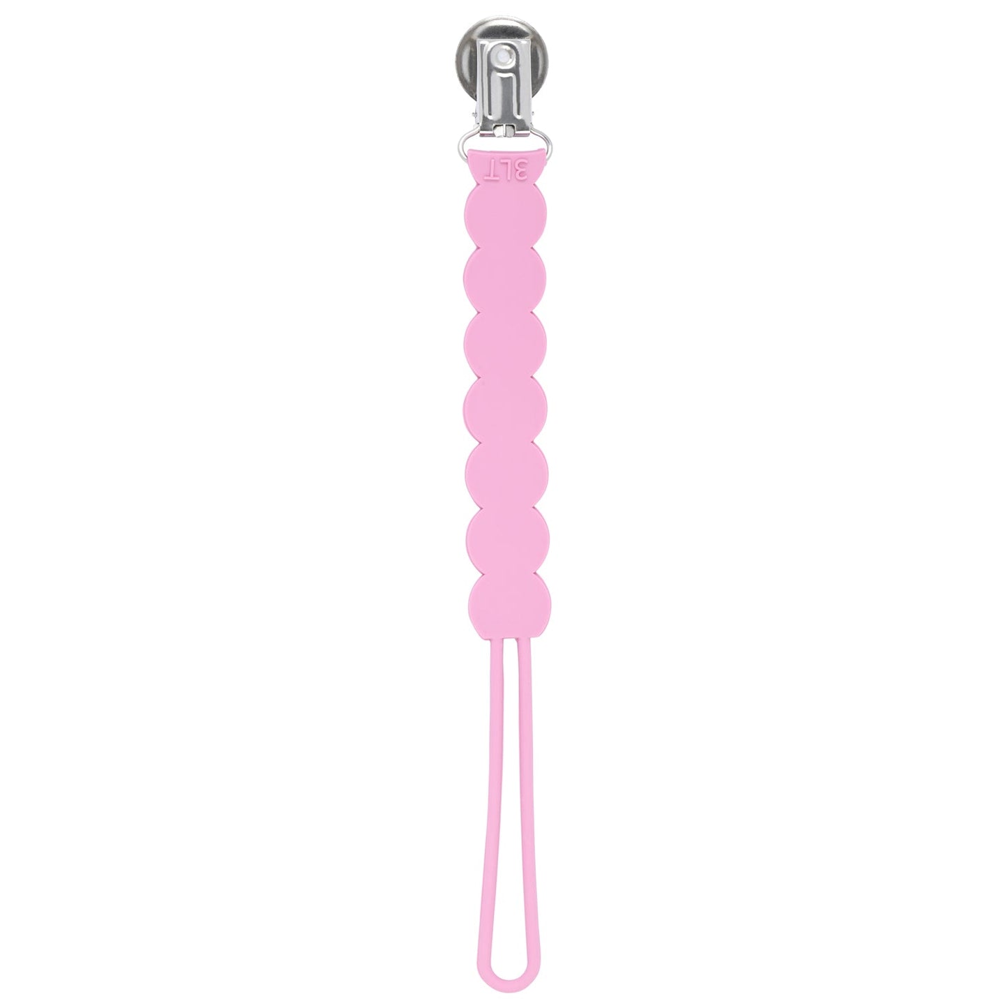 Three Little Tots Waverly Rose Pink All Silicone One Piece Pacifier Clip