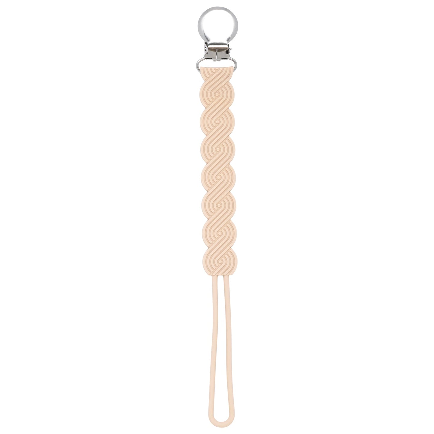 Three Little Tots Waverly Tan Neutral All Silicone One Piece Pacifier Clip