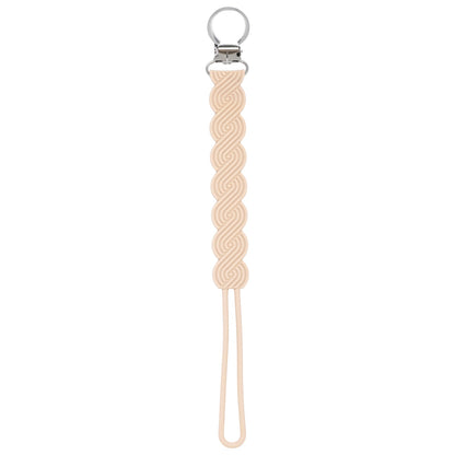 Three Little Tots Waverly Tan Neutral All Silicone One Piece Pacifier Clip