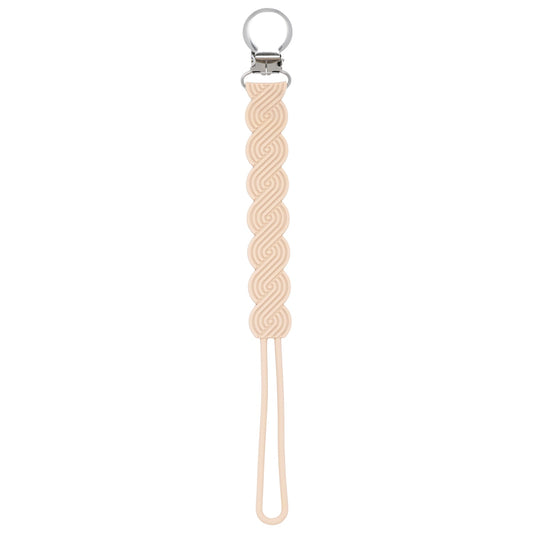 Three Little Tots Waverly Tan Neutral All Silicone One Piece Pacifier Clip