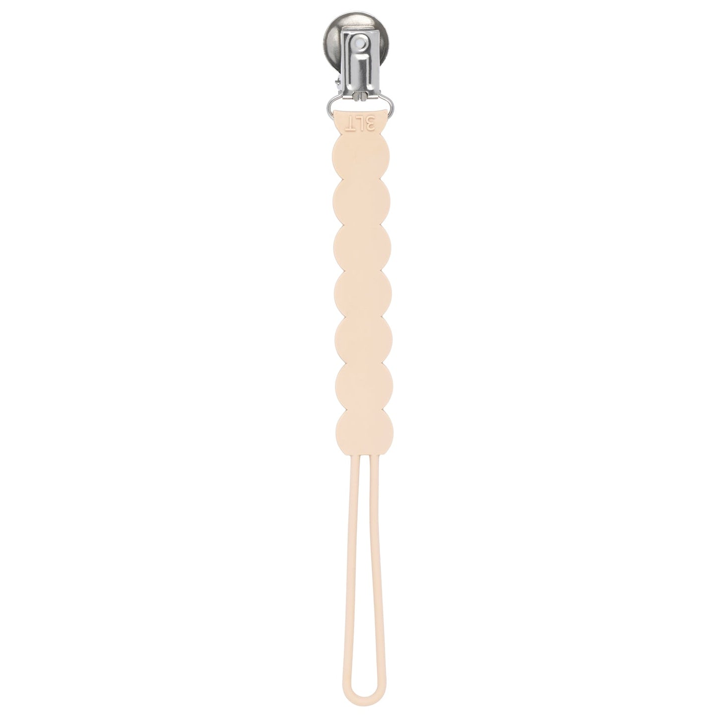 Three Little Tots Waverly Tan Neutral All Silicone One Piece Pacifier Clip