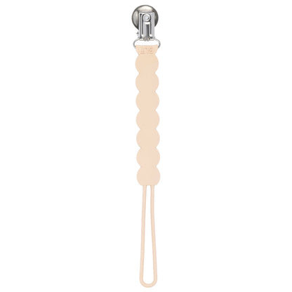 Three Little Tots Waverly Tan Neutral All Silicone One Piece Pacifier Clip