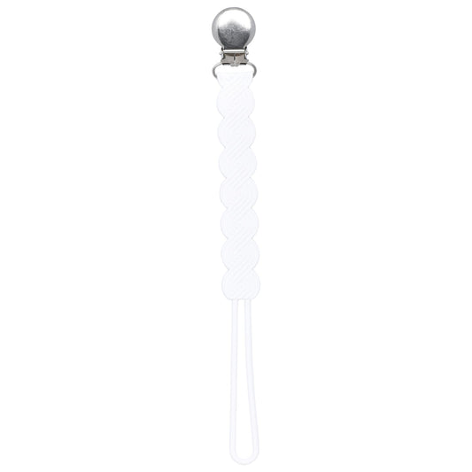 Three Little Tots Waverly White All Silicone One Piece Pacifier Clip