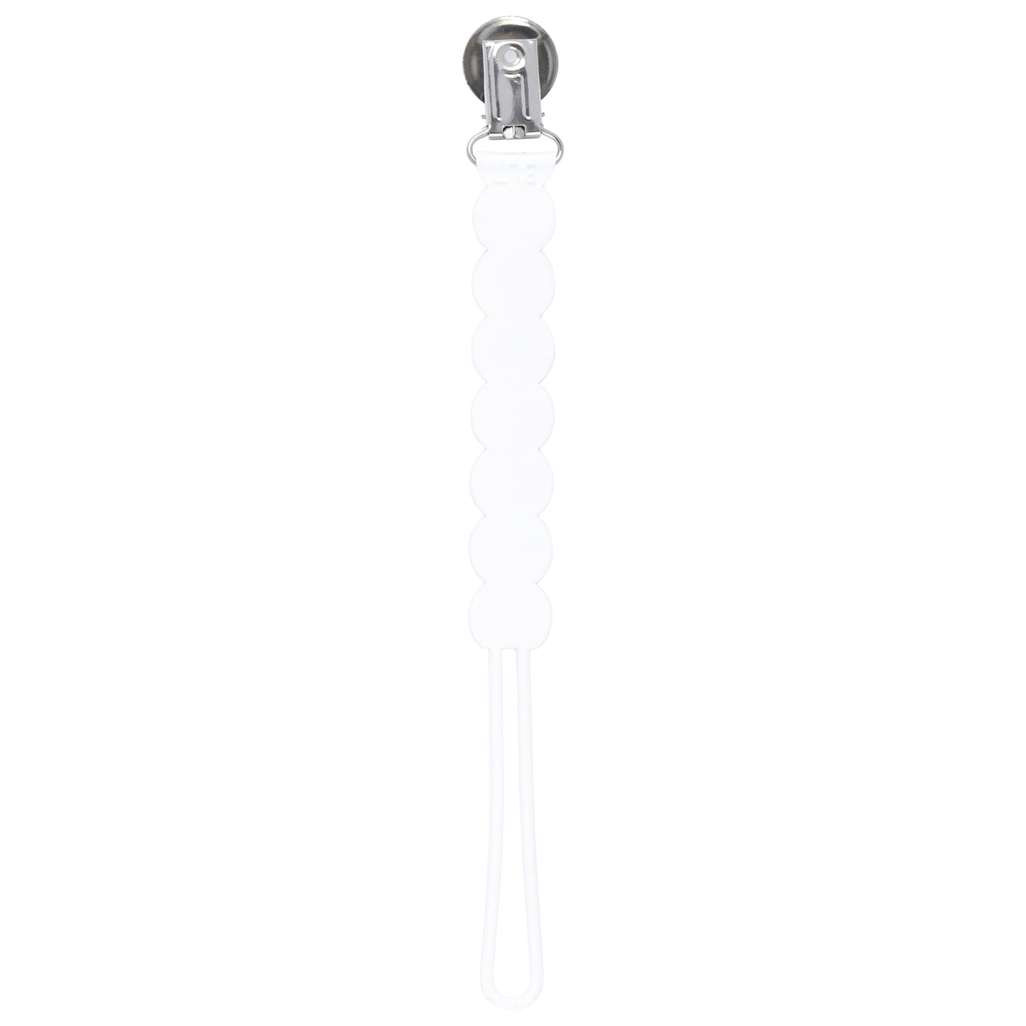 Three Little Tots Waverly White All Silicone One Piece Pacifier Clip