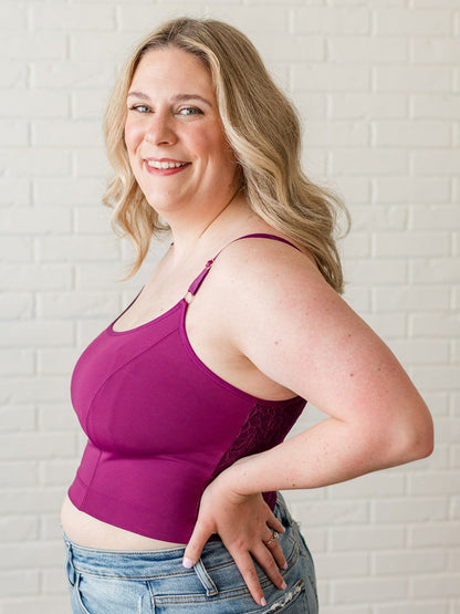 Davin & Adley [LACE BACK] Amelia Pumping & Nursing Crop Cami - Holiday