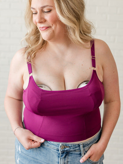 Davin & Adley [LACE BACK] Amelia Pumping & Nursing Crop Cami - Holiday