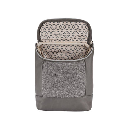 A grey baby bottle cooler